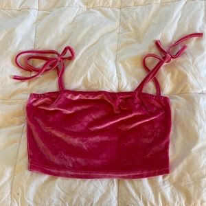PINK VELVET Y2K TIE UP TANK (BARBIE CORE)